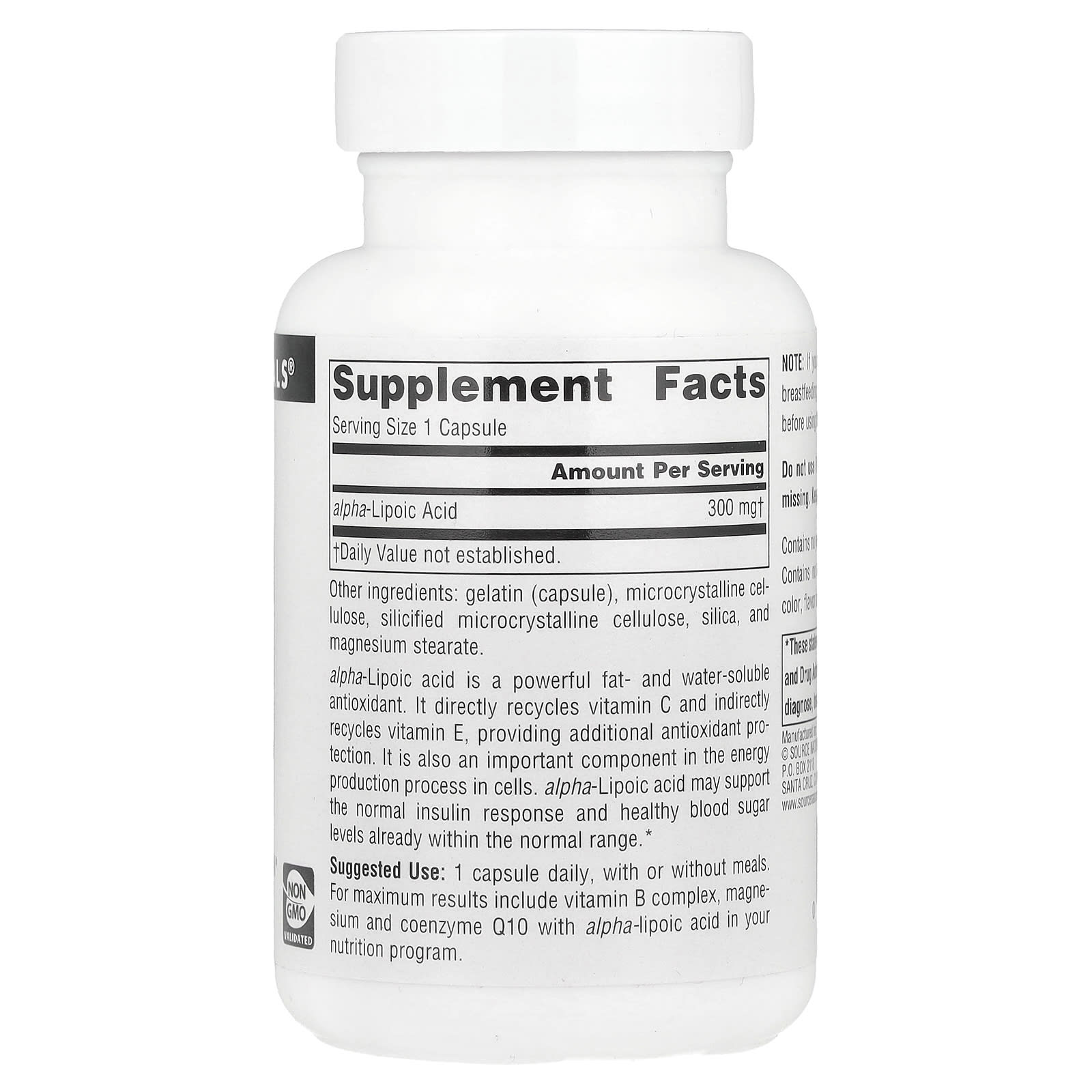 Альфа-липоевая кислота Source Naturals, 300 мг, 60 капсул — фото 2