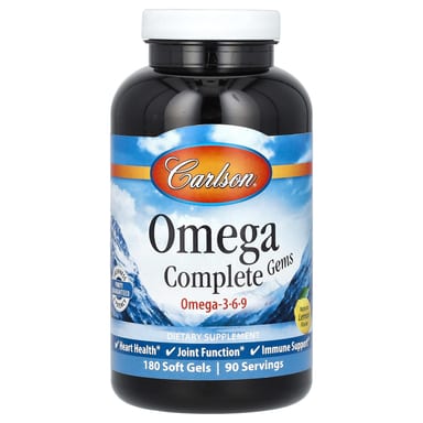 Омега-3 Carlson Omega Complete Gems -6-9, вкус Natural Lemon, 180 мягких капсул