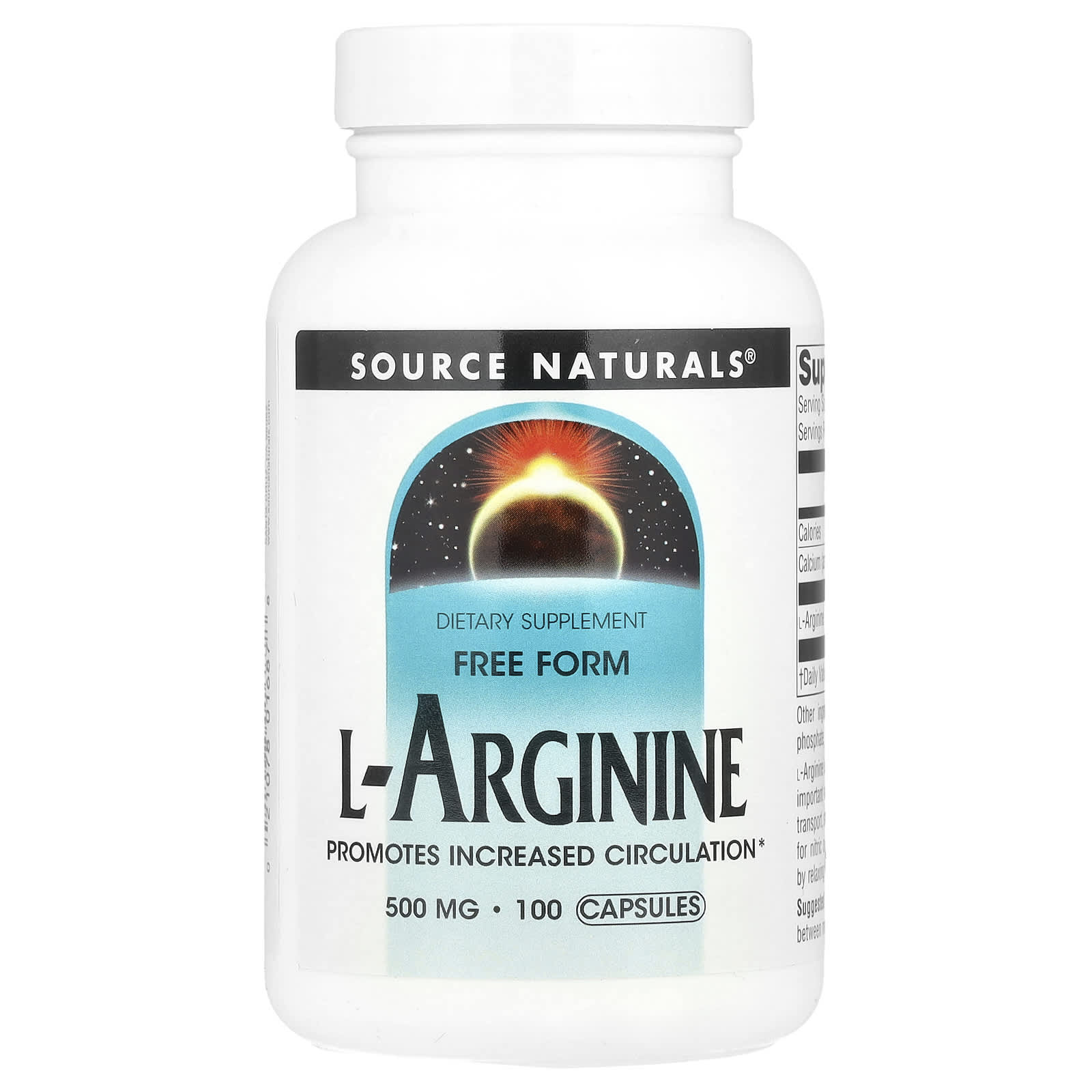 L-аргинин Source Naturals L-Arginine Free Form, 100 капсул