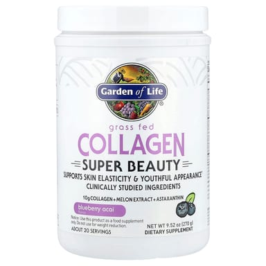 Коллаген Garden of Life Grass Fed Super Beauty, вкус Blueberry Acai, 270 г