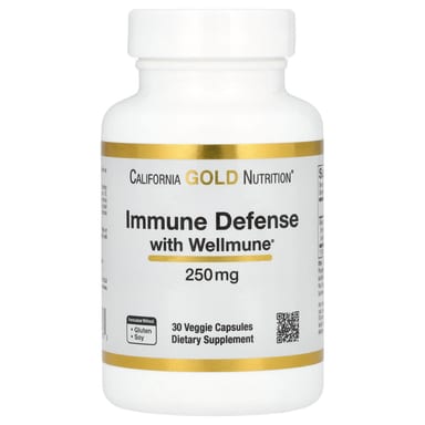 Комплекс для иммунитета California Gold Nutrition with Wellmune® Beta-Glucan, 250 мг, 30 растительных капсул