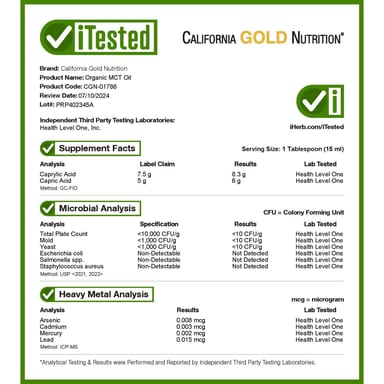 Масло California Gold Nutrition Sport Organic MCT, без вкуса, 355 мл