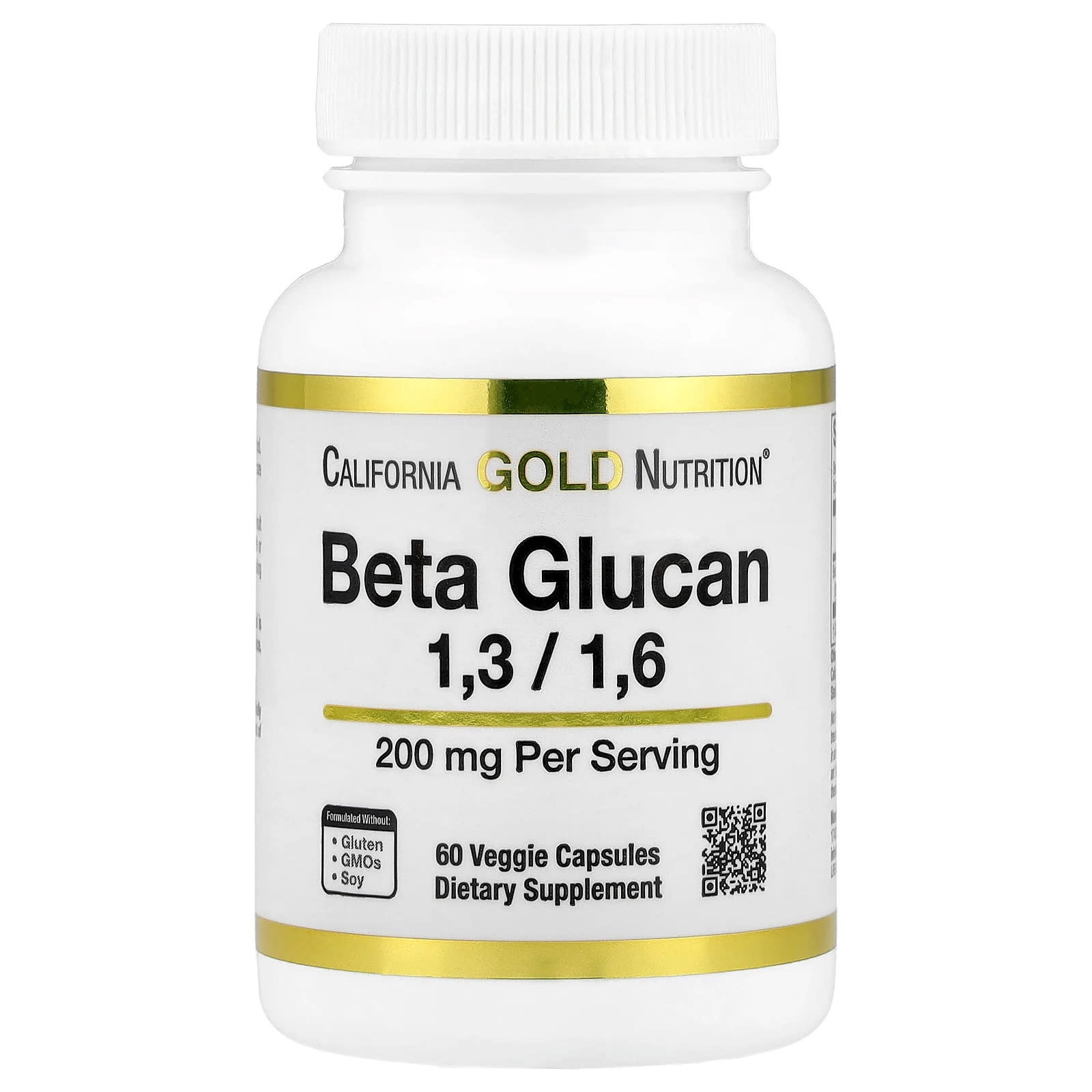 Бета-глюкан California Gold Nutrition, 200 мг, 60 растительных капсул — фото 3