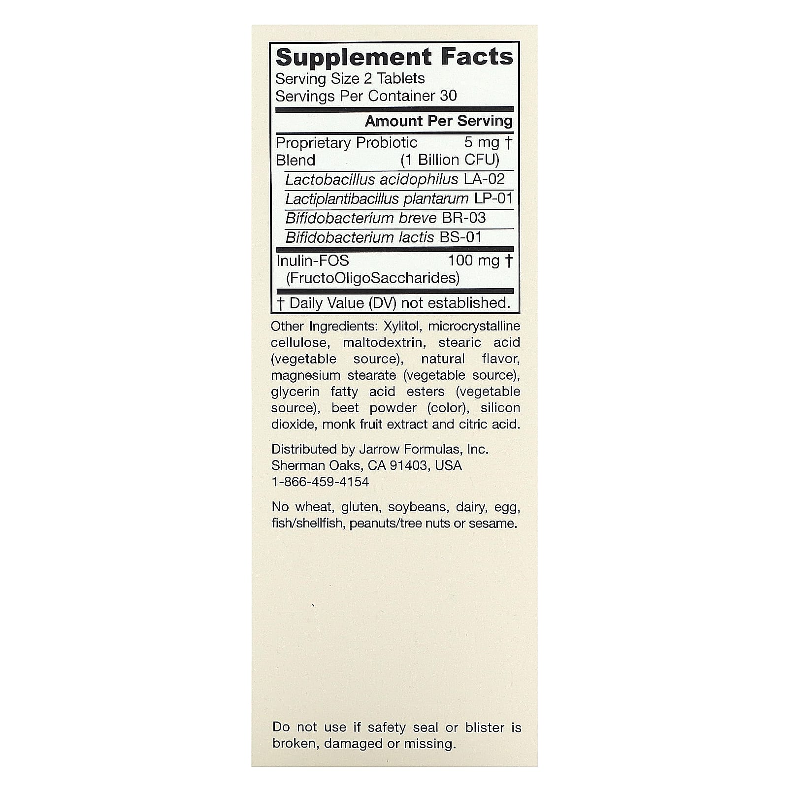 Пребиотик Jarrow Formulas Vegan Jarro-Dophilus® Daily Probiotic, вкус Raspberry, 0.5 млрд КОЕ, 60 жевательных таблеток — фото 2