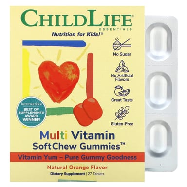 Мультивитамины ChildLife Essentials Multi Vitamin SoftChew Gummies, вкус Natural Orange, 27 таблеток